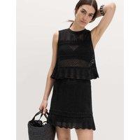 M&S Cotton Rich Pointelle Knitted Mini Skirt Black