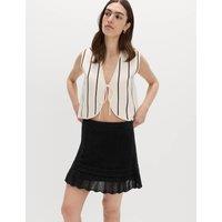 M&S Cotton Rich Pointelle Knitted Mini Skirt Black