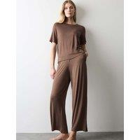 Autograph Jersey Wide Leg Pyjama Bottoms Medium Brown