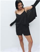 M&S Muslin Cami Shortie Pyjama Set Black