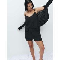 M&S Muslin Cami Shortie Pyjama Set Black