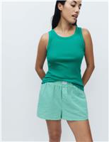 Pure Cotton Seersucker Gingham Pyjama Shorts