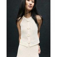 M&S Cotton-Blend Textured Mini Knitted Skirt Soft White