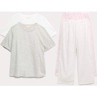 M&S 2 Pack Cotton Rich Jersey Printed Pyjama Sets Pink Mix