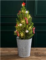 White Decorated Christmas Tree in Tin Pot