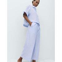 M&S Pure Cotton Striped Cropped Pyjama Bottoms Blue Mix