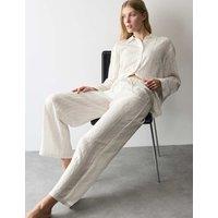 Autograph Pinstripe Revere Pyjama Set White Mix