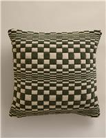 M&S Chenille Checked Quilted Cushion Natural Mix