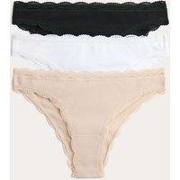 M&S 3 Pack Cotton Rich Brazilian Knickers Opaline Mix