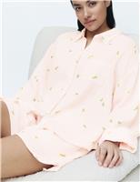 M&S Pure Cotton Muslin Printed Shortie Set Pink Mix