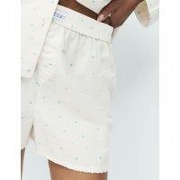 M&S Pure Cotton Floral Pyjama Shorts White Mix