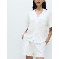 M&S Cotton Modal Printed Revere Shortie Set White Mix