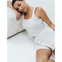 M&S Cotton Rich Ribbed Pyjama Vest Grey Marl