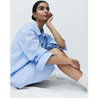 M&S Pure Cotton Chambray Collared Nightshirt Blue