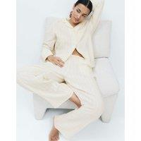 M&S Muslin Striped Revere Pyjama Set Yellow Mix