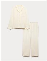 M&S Muslin Striped Revere Pyjama Set Yellow Mix