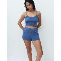 M&S Pure Cotton Pointelle Pyjama Shorts Dark Blue