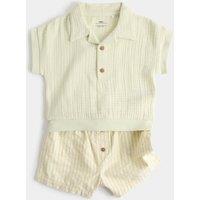 M&S Pure Cotton Triple Cloth Top & Shorts (0-5 Yrs) Green