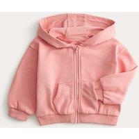 M&S Cotton Rich Pink Zip Hoodie (0-3 Yrs) Pink