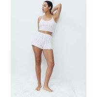 M&S Pure Cotton Pointelle Floral Pyjama Shorts White Mix