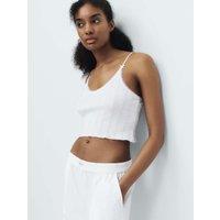 M&S Pure Cotton Pointelle Cami Pyjama Top White