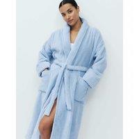 M&S Pure Cotton Towelling Dressing Gown Bluebell