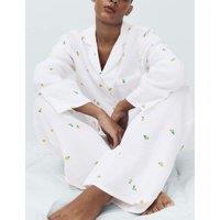 M&S Muslin Printed Revere Pyjama Set White Mix