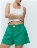 M&S Pure Cotton Poplin Pyjama Shorts Emerald