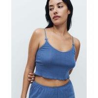 M&S Pure Cotton Pointelle Cami Pyjama Top Dark Blue