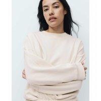 M&S Cotton Rich Brushback Sweatshirt Stone