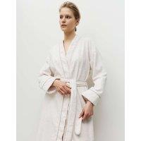 M&S X Kelly Hoppen Pure Cotton Towelling Jacquard Dressing Gown Cream Mix