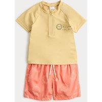 M&S Follow The Sun Rash Vest & Swim Shorts (0-5 Yrs) Yellow