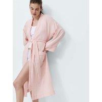 M&S Pure Cotton Muslin Dressing Gown Pink