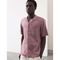 Autograph Linen Blend Short Sleeve Shirt Dusted Pink