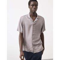 Autograph Linen Blend Short Sleeve Shirt Dusted Mauve