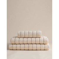 M&S Pure Cotton Textured Striped Towel Natural Mix