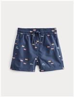 Fish Embroidered Navy Swim Shorts (0-5 Yrs)