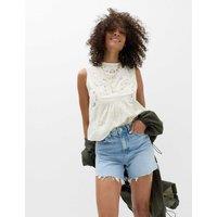 M&S High Waisted Raw Hem Denim Shorts Light Indigo