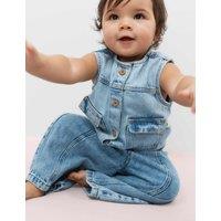 M&S Pure Cotton Denim Gilet (0-2 Yrs) Denim