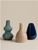 Set of 3 Reactive Glaze Ceramic Bud Vases