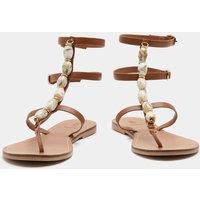 M&S Leather Beaded Gladiator Sandals Tan