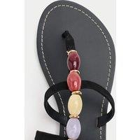 M&S Suede Beaded Ankle Strap Gladiator Sandals Black