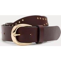 M&S Leather Feature Buckle Waist Belt Brown Mix