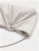 M&S Ruched Hardware Detail Clutch Bag Ecru