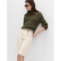M&S Denim High Waisted Jorts with Linen Ecru
