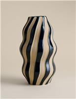 Large Striped Ceramic Vase