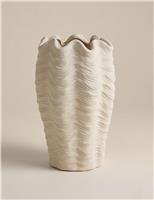 Coastal Shell Textured Ceramic Vase