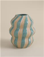 Medium Striped Ceramic Vase