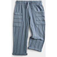 M&S Pure Cotton Textured Striped Trousers (2-8 Yrs) Dark Blue Mix