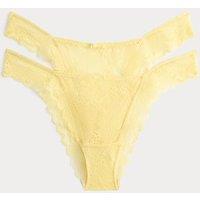 M&S 2 Pack Ida Lace Miami Knickers Pale Yellow